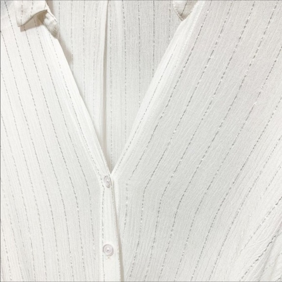 LAST ONE MEDIUM Metallic Thread Surplice shirt - Picture 3 of 4